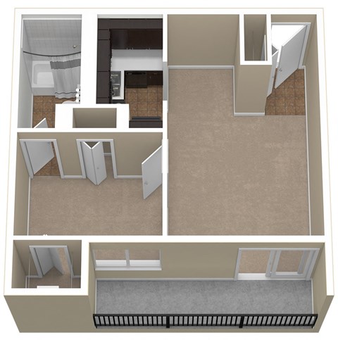 Floor plan for 1 bed, 1 bath, 562 sqft